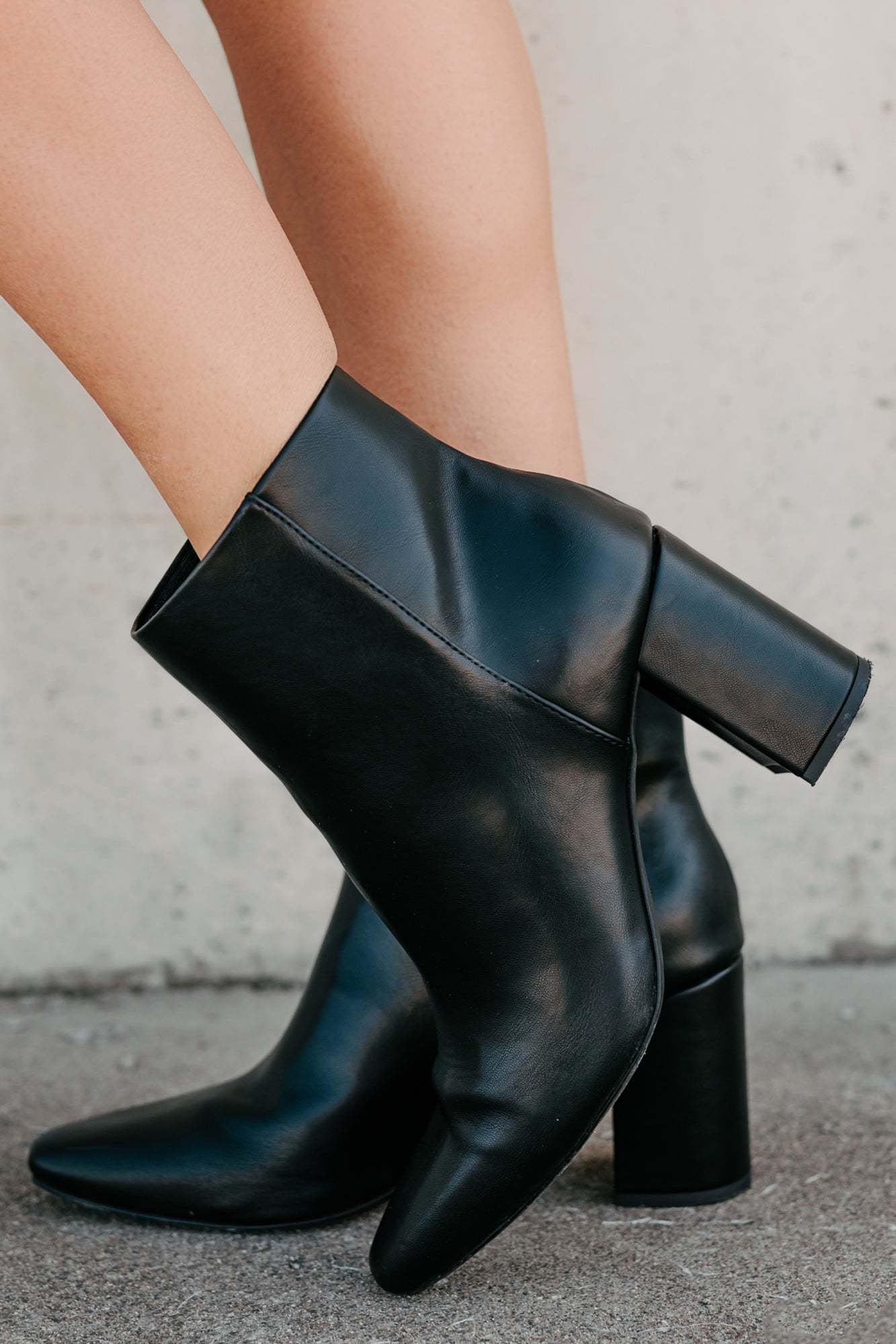 Polished Path Block Heel Ankle Boots (Black)
